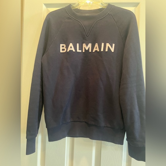 BALMAIN Mens SWEATSHIRT Crewneck Navy Blue Size XS